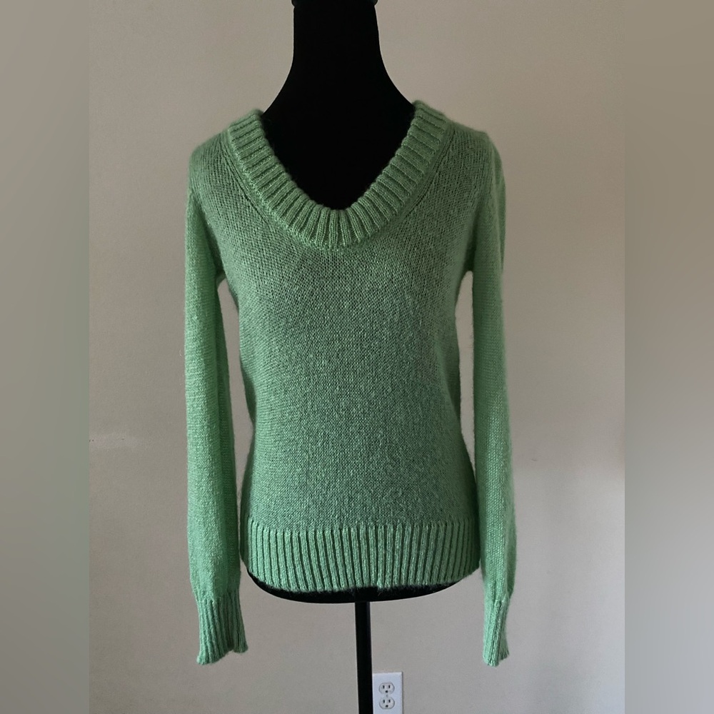 United Colors of Benetton Green Mohair V-Neck Women's Sweater